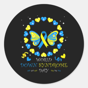 Pegatina Redonda Día Mundial del Síndrome de Down para combatir las