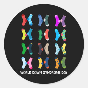 Pegatina Redonda Día Mundial del Síndrome de Down Socks Wdsd