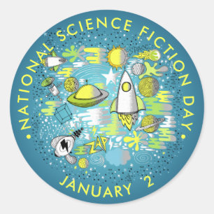 Pegatina Redonda Día Nacional de Ciencia Ficción