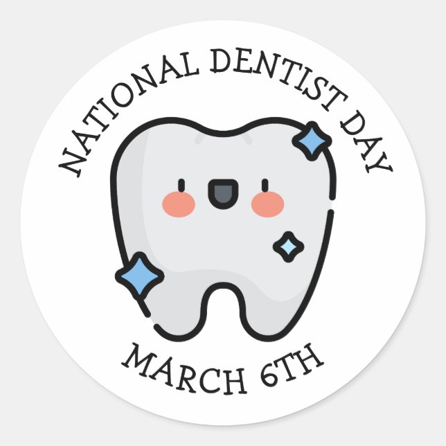 Pegatina Redonda Día Nacional de la Dentista | 6 de marzo (Anverso)