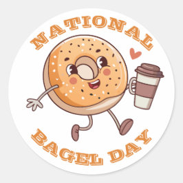 Pegatina Redonda Día Nacional del Bagel