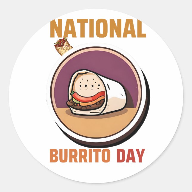 Pegatina Redonda Día Nacional del Burrito (Anverso)
