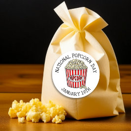 Pegatina Redonda Día Nacional del Popcorn | 19 de enero