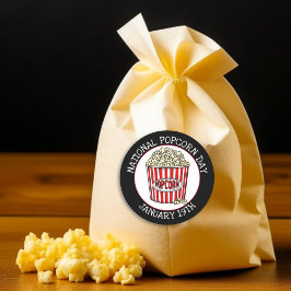 Pegatina Redonda Día Nacional del Popcorn | 19 de enero