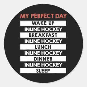 Pegatina Redonda Día perfecto del hockey en línea rutina diaria del