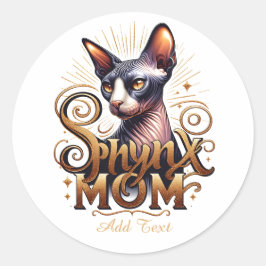 Pegatina Redonda Día personalizado de la madre de un gato Sfinx