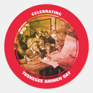 PEGATINA REDONDA DÍA PERSONALIZADO DE LOS AVIADORES DE TUSKEGEE