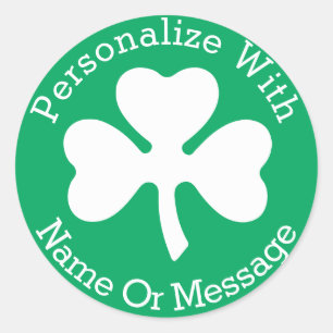 Pegatina Redonda Día PERSONALIZADO del St Patricks del trébol