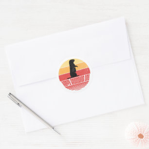 Pegatina Redonda Día Retro del Amanecer en la Tierra