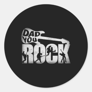 Pegatina Redonda Dia Shirt Gracioso papá tú Rock Guitar Vintage Adu