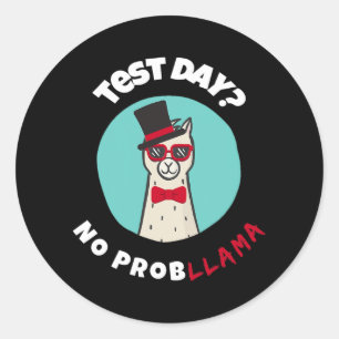 Pegatina Redonda Día Sin problema Prueba divertida Diseño de Llama