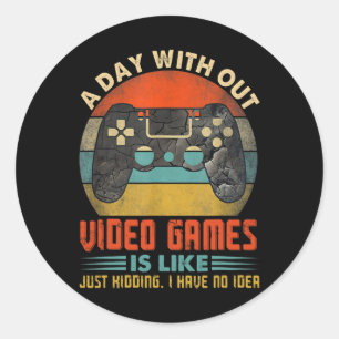 Pegatina Redonda Día Sin Videojuegos Graciosos Gamer Gaming Boys Ki