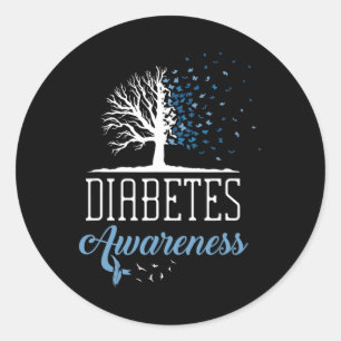 Pegatina Redonda Diabetes Awareness Mes Vintage Butterfly T1 T2