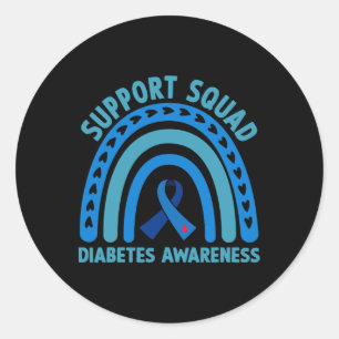 Pegatina Redonda Diabetes Blue Support Squad Diabetes Sensibilizaci