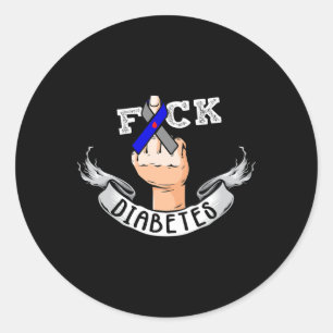 Pegatina Redonda Diabetes Cinta azul Diabética Tipo 1 Conciencia D
