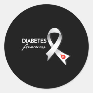Pegatina Redonda Diabetes Conciencia Mes Noviembre Cinta Diabética