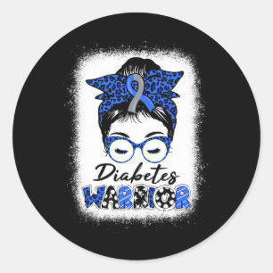 Pegatina Redonda Diabetes Conciencia Mes Tipo T1d T2d Messy Bun Wa