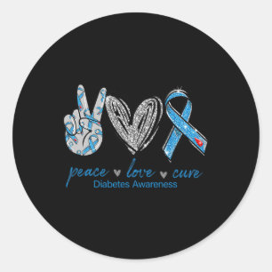 Pegatina Redonda Diabetes Conciencia Paz Cura de amor
