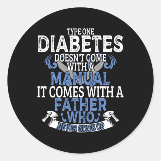 Pegatina Redonda Diabetes Diabetes Diabéticos T1D Sensibilización H (Anverso)