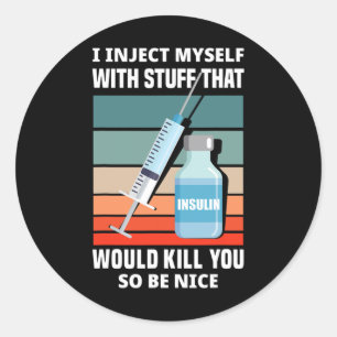 Pegatina Redonda Diabetes Diabéticos Tipo 1 Diabetes T1D Me Inyecto