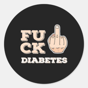 Pegatina Redonda Diabetes falsos - Conciencia de guerreros luchador