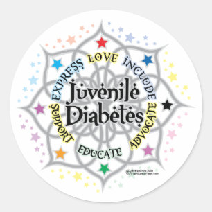 Pegatina Redonda Diabetes Lotus para menores