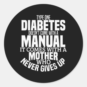 Pegatina Redonda Diabetes Mamá Diversión Tipo 1 T1d Sensibilización