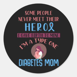 Pegatina Redonda Diabetes Mamá Sensibilización Infantil Diabética