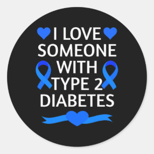 Pegatina Redonda Diabetes Mes de Conciencia Amo A Alguien Con Tipo