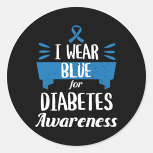 Pegatina Redonda Diabetes Sensibilización Mes Yo Uso Azul T1 T2