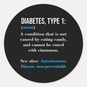 Pegatina Redonda Diabetes Tipo 1 Definición Enfermedad autoinmune