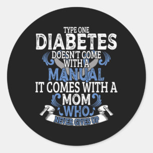 Pegatina Redonda Diabetes tipo 1 Diabetes T1D Conciencia diabética 