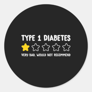 Pegatina Redonda Diabetes Tipo 1 Muy Mal No Recomendaría 1 Sta