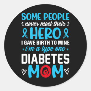 Pegatina Redonda Diabetes Tipo 1 Sobreviviente Mamá - Mujeres T1 Di