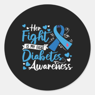 Pegatina Redonda Diabetes Tipo 1: Su lucha es mi lucha contra la di