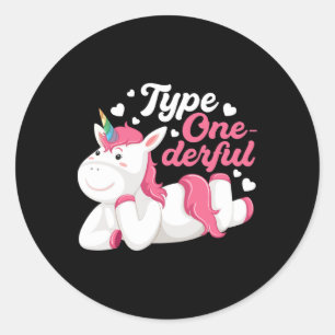 Pegatina Redonda Diabetes Tipo Onederful Unicornio Conciencia Diabé