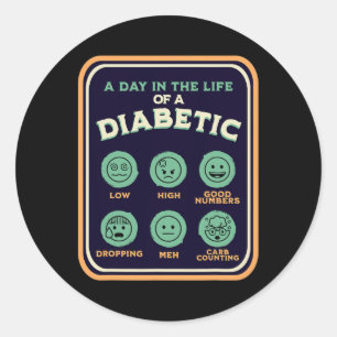 Pegatina Redonda Diabetes Tipo Uno Al Día Como Diabético Divertido