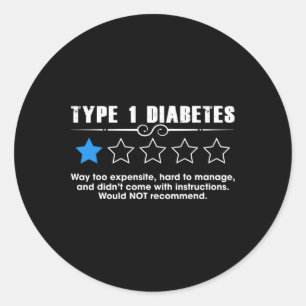 Pegatina Redonda Diabetes Tipo Uno Calificación De Una Estrella Con