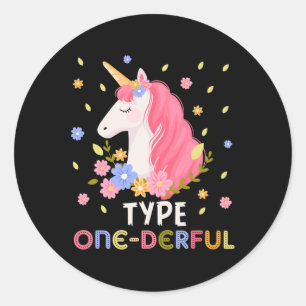 Pegatina Redonda Diabeto tipo 1 de fundición de unicornio despectiv
