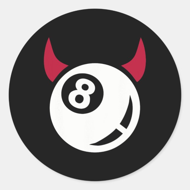 Pegatina Redonda Diablo de Billiards (Anverso)