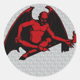 Pegatina Redonda Diablo de época