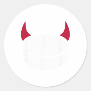 Pegatina Redonda Diablo del disco de hockey
