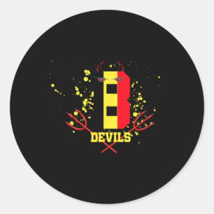 Pegatina Redonda Diablos de Bélgica Fútbol Deporte