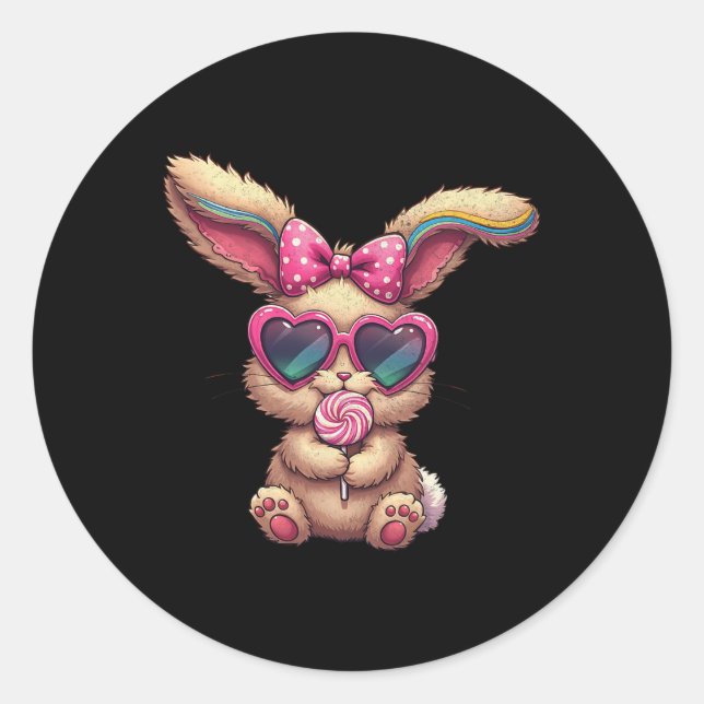 Pegatina Redonda Diablos de Pascua, Lollipop, Día de Pascua (Anverso)