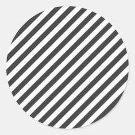 Pegatina Redonda Diagonal black and white stripes  pattern
