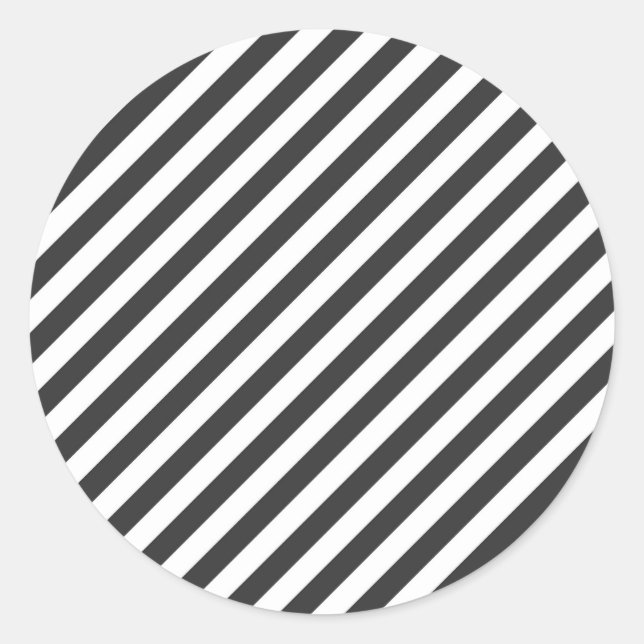 Pegatina Redonda Diagonal black and white stripes  pattern (Anverso)