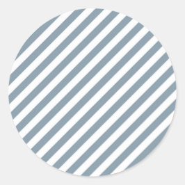 Pegatina Redonda Diagonal blue and white stripes pattern