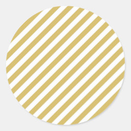 Pegatina Redonda Diagonal golden yellow and white stripes pattern