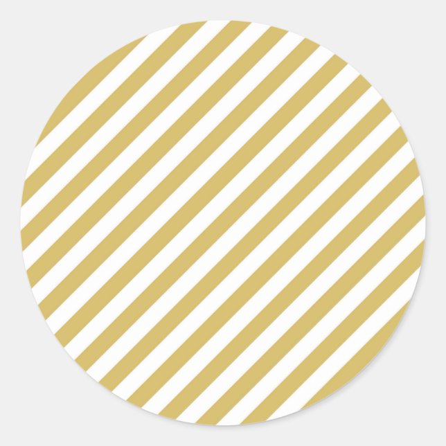 Pegatina Redonda Diagonal golden yellow and white stripes pattern (Anverso)