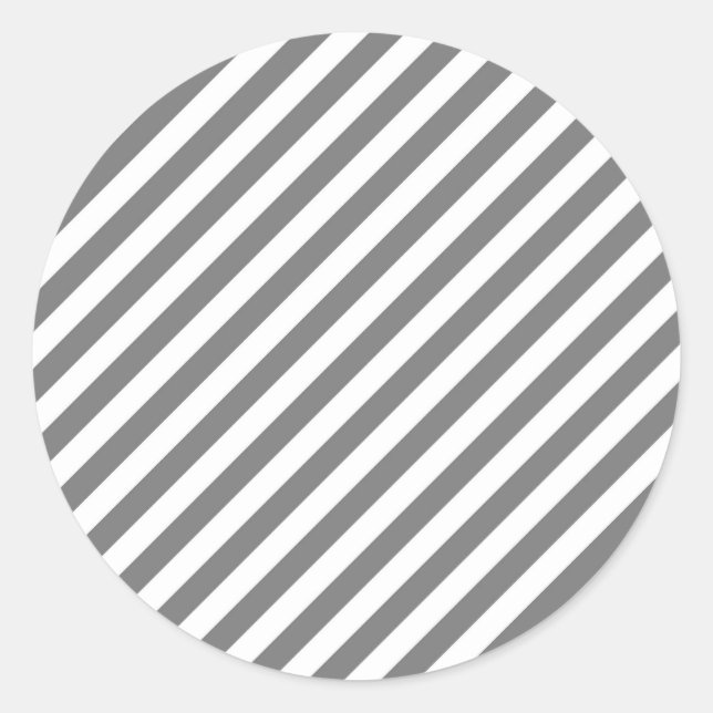 Pegatina Redonda Diagonal gray and white stripes pattern (Anverso)